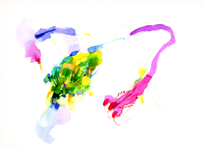 Kirsten Kötter: Site-specific painting, Malerei vor Ort, Spätsommer 2003, Aquarell, 30 × 40 cm