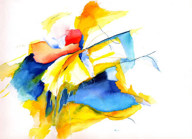 Kirsten K&ouml;tter: Site-specific painting, Malerei vor Ort, um 1995, Aquarell, 24 &times; 32 cm