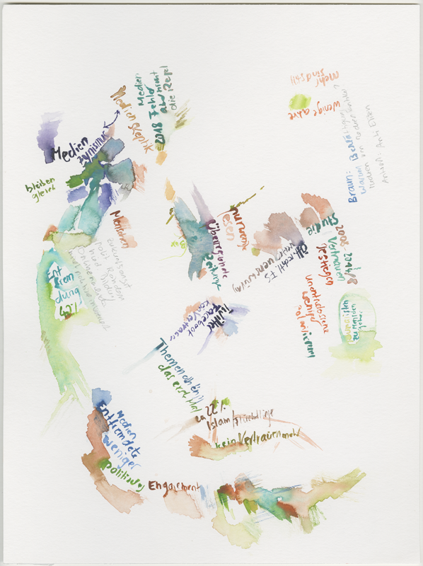 2019-03-21_ausschuss-medien-4, committee on media, digital infrastructure and Internet politics, 
  house of representatives Mainz, 
  watercolour, 30 × 40 cm (Kirsten Kötter)